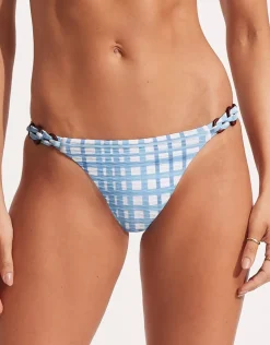 Amalfi Check Trim Hipster Bikini Pant - Amalfi Blue