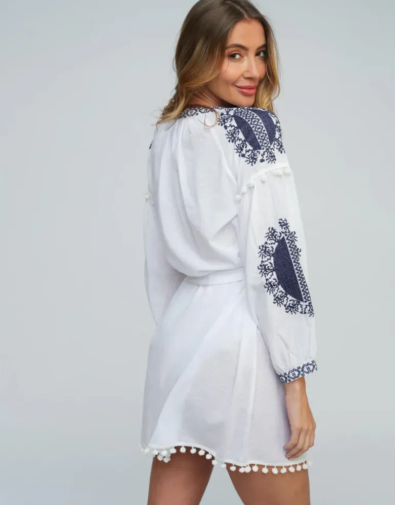 Amara Tunic - White Navy