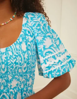 Angelina Dress - Aqua Begonia