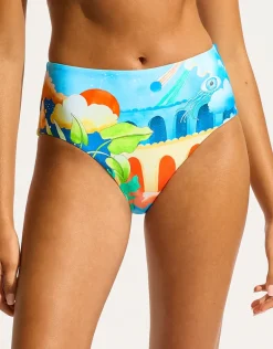 Aquarius High Waist Bikini Pant - Turquoise