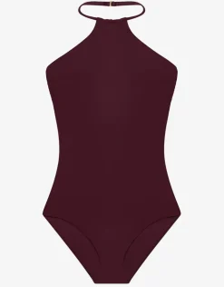 Beach Club Solids High Neck Swimsuit - Claret