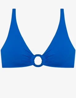 Beach Club Solids Macrame Ring OTS Bikini Top - Electric Blue