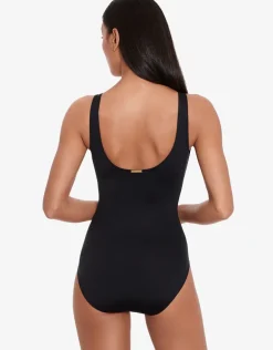 Beach Club Solids Ring OTS Swimsuit - Black