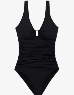 Beach Club Solids Ring OTS Swimsuit - Black