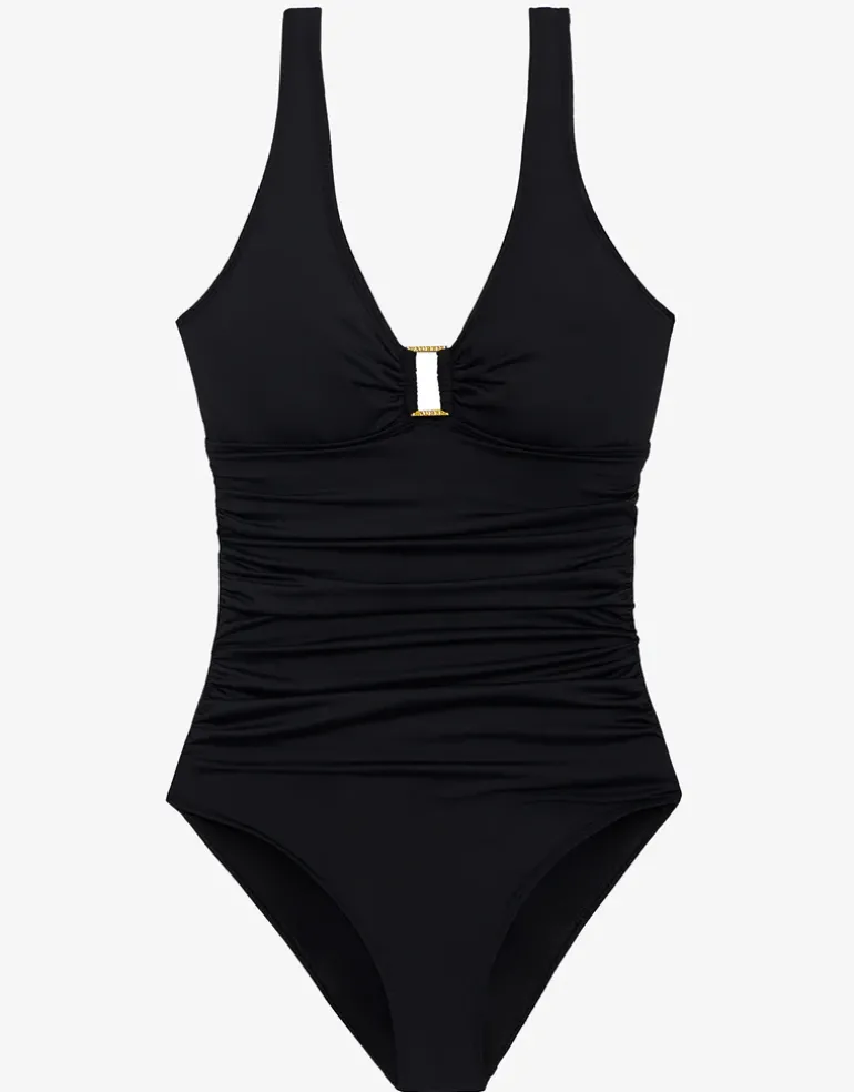 Beach Club Solids Ring OTS Swimsuit - Black