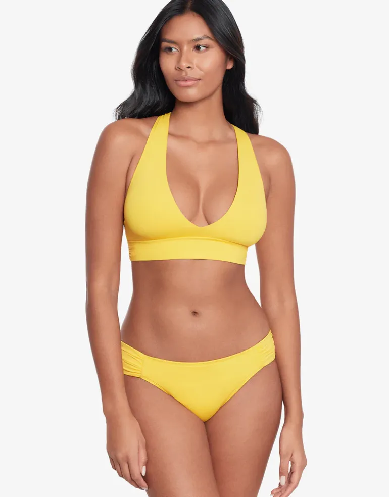 Beach Club Solids Twist X Back Bikini Top - Yellow