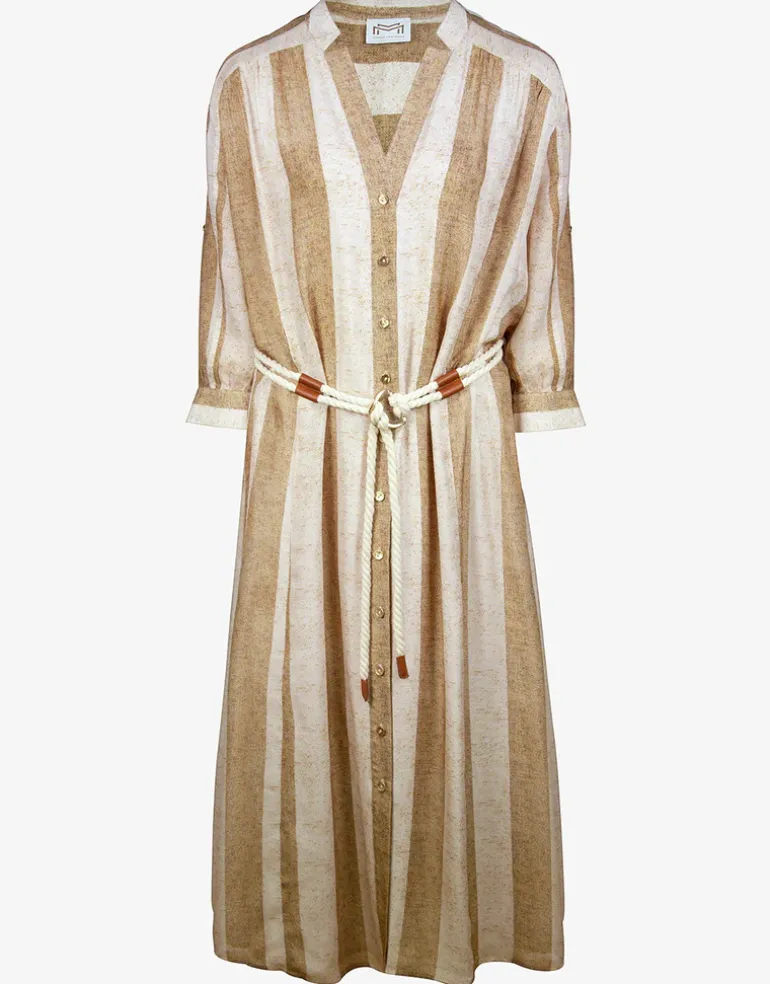 Belted Long Dress - Sand Ivory