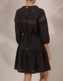 Borneo Lace Insert Mini Tunic - Black