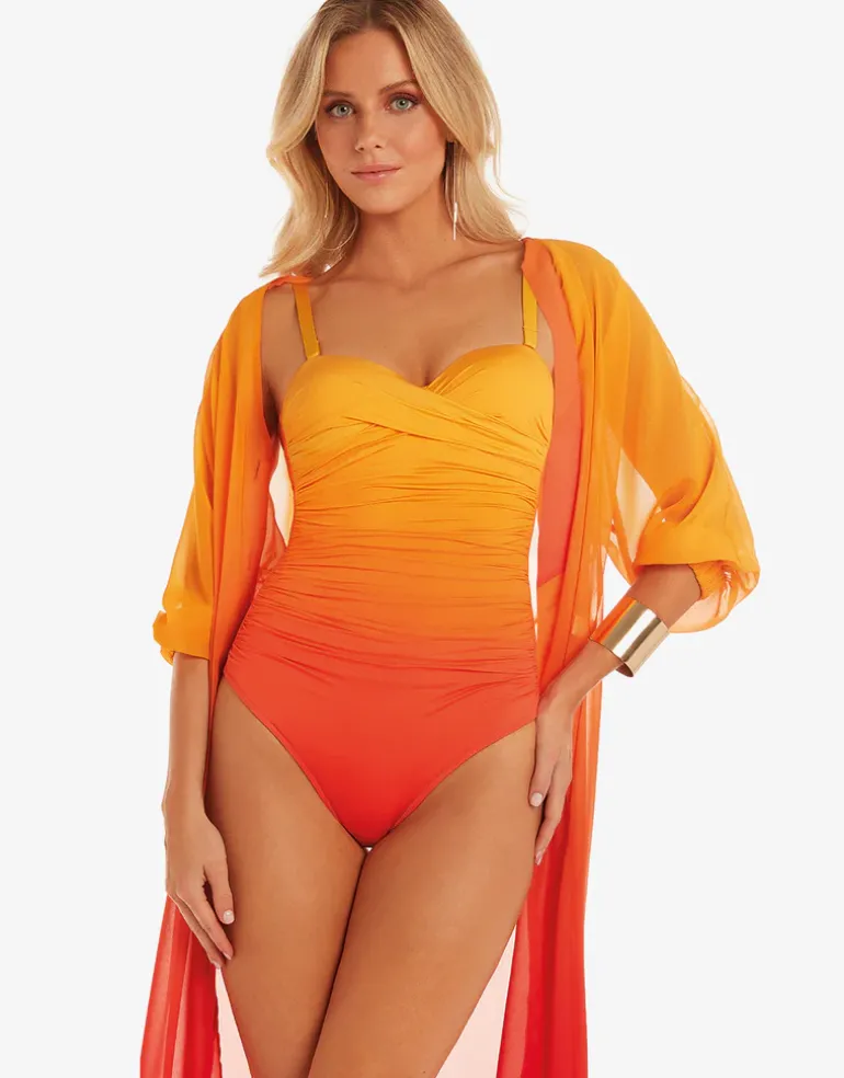 Brasil Ruched Twist Bandeau Swimsuit - Oro