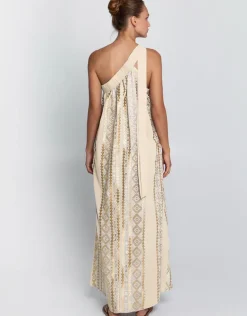 Classic Triangle Asymmetrical Maxi Dress - Natural and Gold