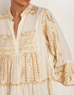 Classic Triangle Layered Mini Dress - Natural and Gold