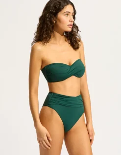 Collective High Waist Wrap Front Bikini Pant - Evergreen