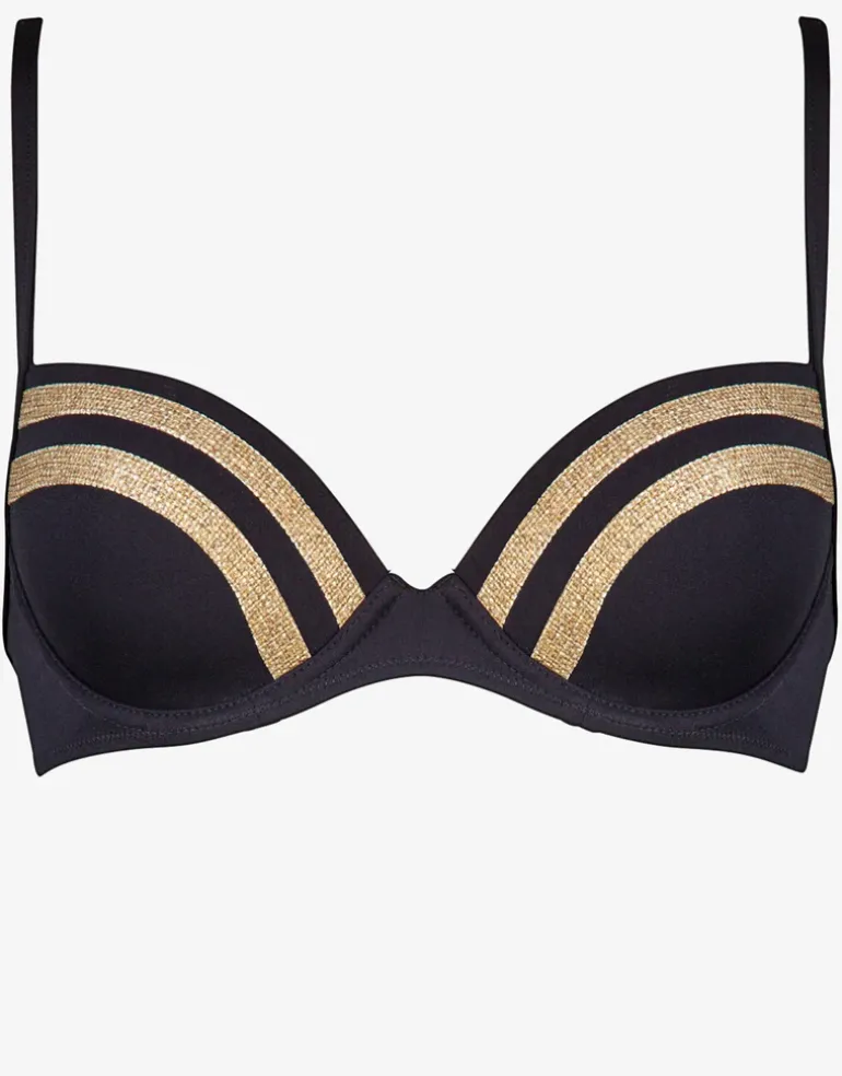Construction Moulded Underwired Bikini Top - Black