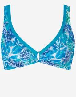 Coral Ring Front Bikini Top - Turquoise