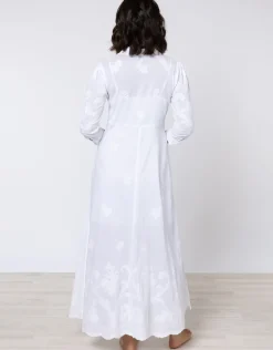 Cotton Maxi Dress with Vintage Embroidery - White