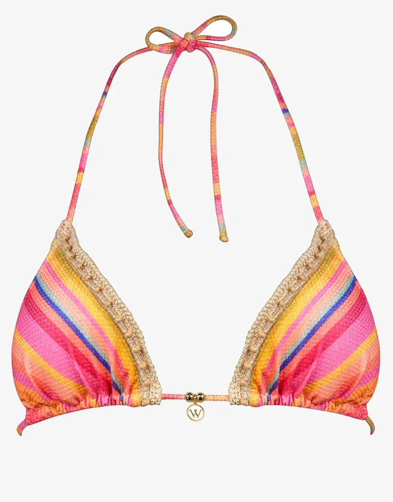 Dopamine Stripe Triangle Bikini Top - Dopamine Brights
