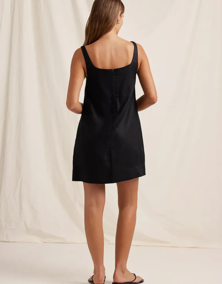 Ebony Embroidered Shift Mini Dress - Black