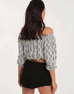 Elvira Top - White Navy