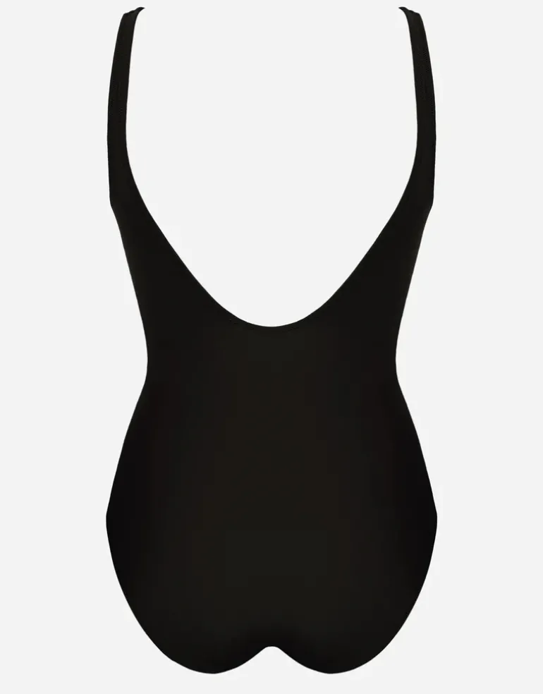 Floral Safari Shaped Neck Swimsuit - White Jungle