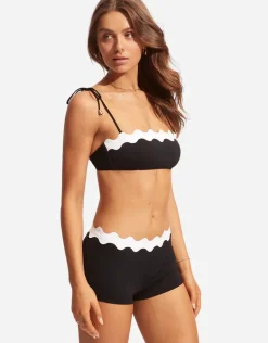 Gia Ric Rac Boyleg Bikini Pant - Black