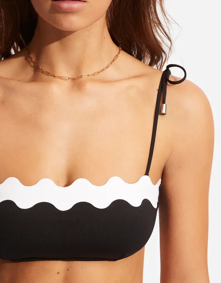 Gia Ric Rac Bustier Bandeau Bikini Top - Black