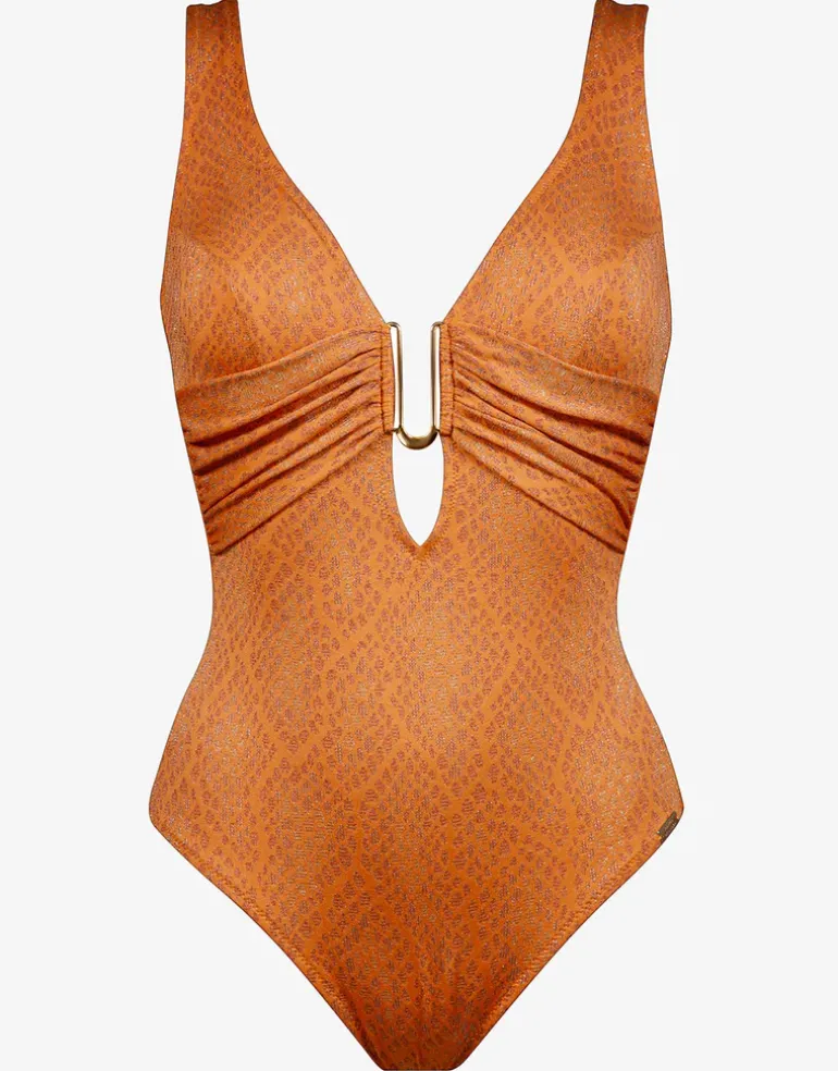 Glance Banded Swimsuit - Metallic Apricot