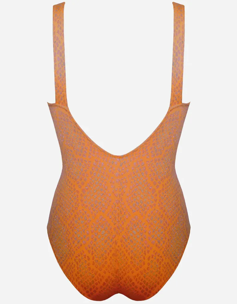 Glance Banded Swimsuit - Metallic Apricot