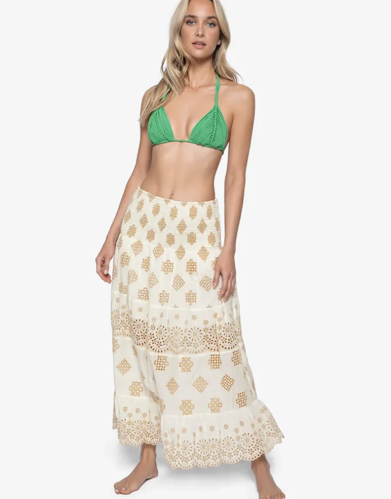Haven Evie Smocked Cover Up - White/Gold