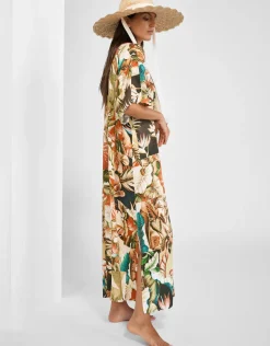 Hypnotic Maxi Kaftan - Sepia Leaves