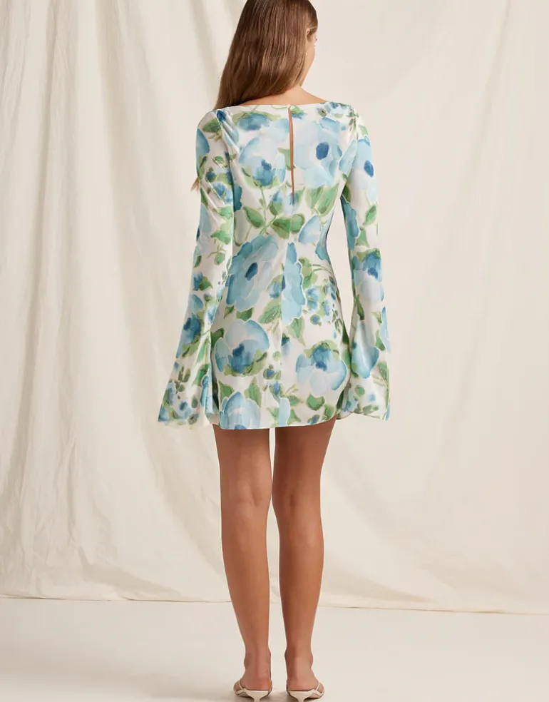 Isles Memento Long Sleeve Mini Dress - Watercolour