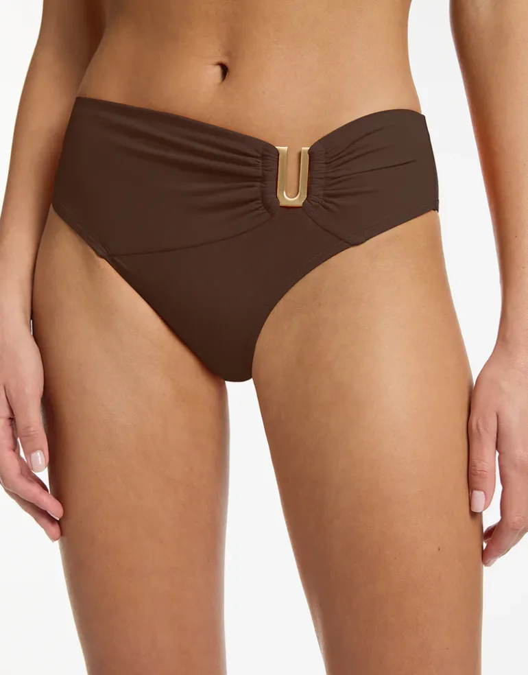 Jetset U Trim Mid Bikini Pant - Chocolate