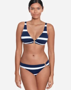 Mariner Stripe Ring Hipster Bikini Pant - Navy and White