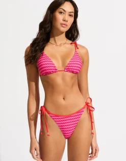 Mesh Effect Tie Side Rio Bikini Pant - Chilli Red