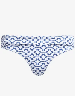 Mykonos Fold Over Bikini Pant - Blue and White