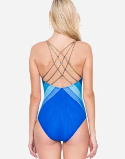 Mystic Gem Round Neck Swimsuit - Multi Blue