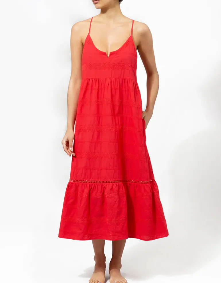 Numana Scoop Neck Dress - Red