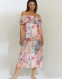 Paisley Savage Off the Shoulder Dress - Muted Pastels