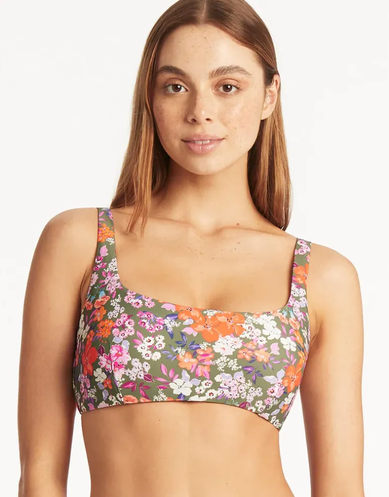 Parkland Low Square Neck Bikini Top - Khaki
