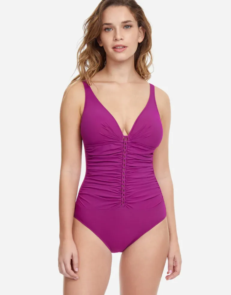 Profile Tutti Frutti D Cup V Neck Swimsuit - Warm Violet