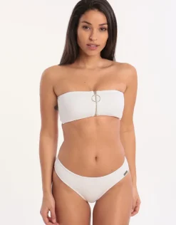 Retro Purity Zip Back Bikini Bottom - White