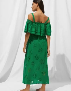 Ruffle Shoulder Maxi Dress - Green Flare