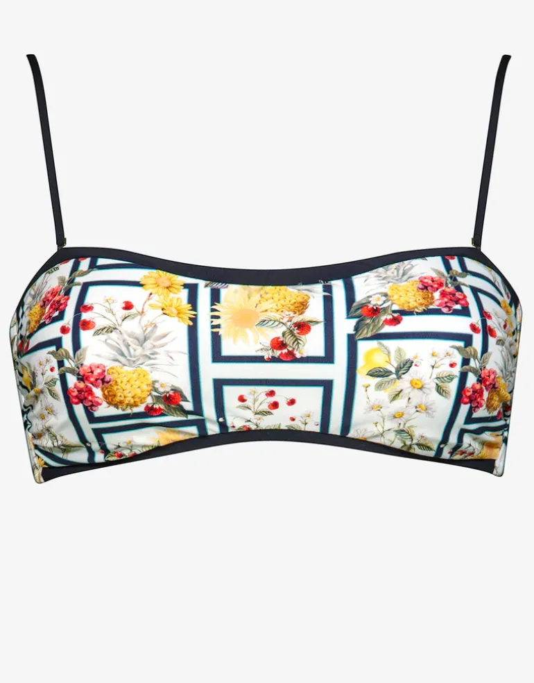 Scenery Bandeau Bikini Top - Monochrome Garden
