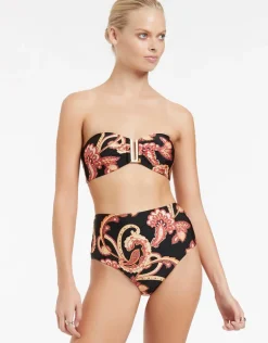 Silk Road Bandeau Bikini Top - Black