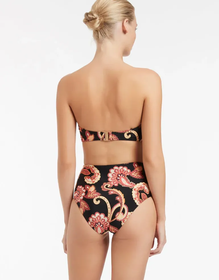 Silk Road Bandeau Bikini Top - Black