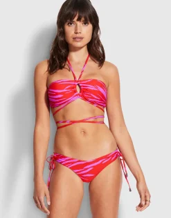 Skin Deep Loop Tie Side Bikini Pant -Mandarin Red
