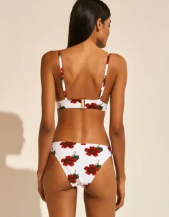 The Bloom Ring Side Bikini Pant - White Red