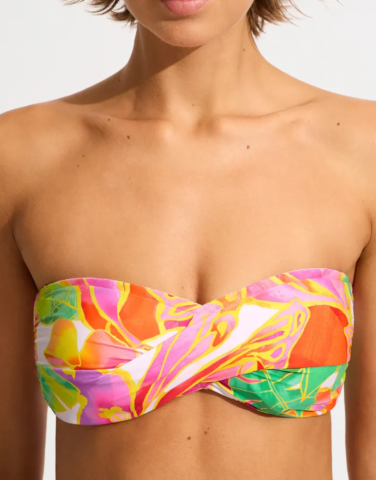 Wonderland Twist Bandeau Bikini Top - Fuchsia Rose